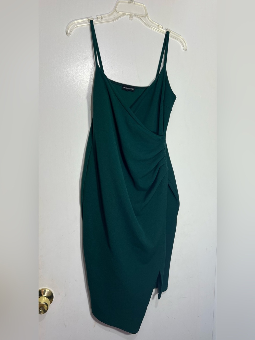 PrettyLittleThing Teal Asymmetrical Bodycon green Dress Size 16 - Picture 3 of 8
